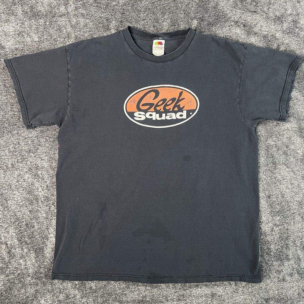 Geek Squad T-Shirt Best Buy Computer Tech Tee Black Men's Size XL Grunge Vtg Y2K
